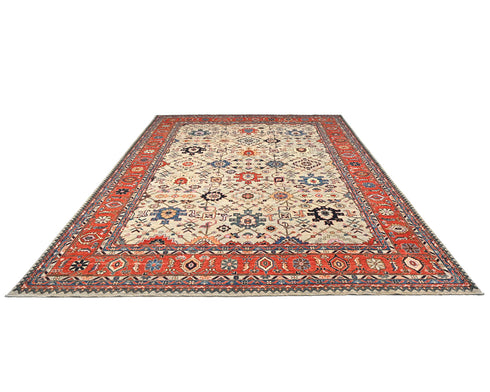 9x12 Gray Aryana Afghan Hand Knotted Veg Dye Wool Area Rug